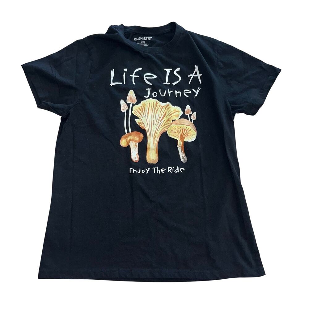 Chemistry Adult LG "Life Is A Journey Enjoy The Ride" Mushroom Graphic T-shirt